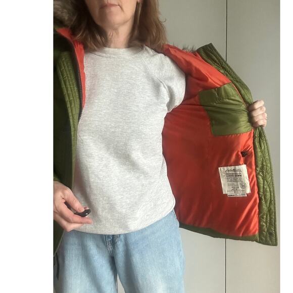 Eddie Bauer Down Puffer Coat 550 Fill Green Hooded Ski Outdoor Winter Parka SZ S - Picture 9 of 13